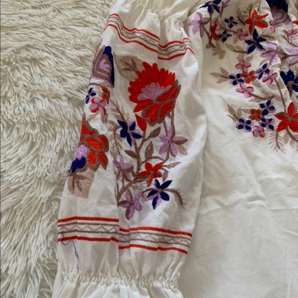 Free People off Shoulder Embroidered Dress - S - Picture 4 of 8